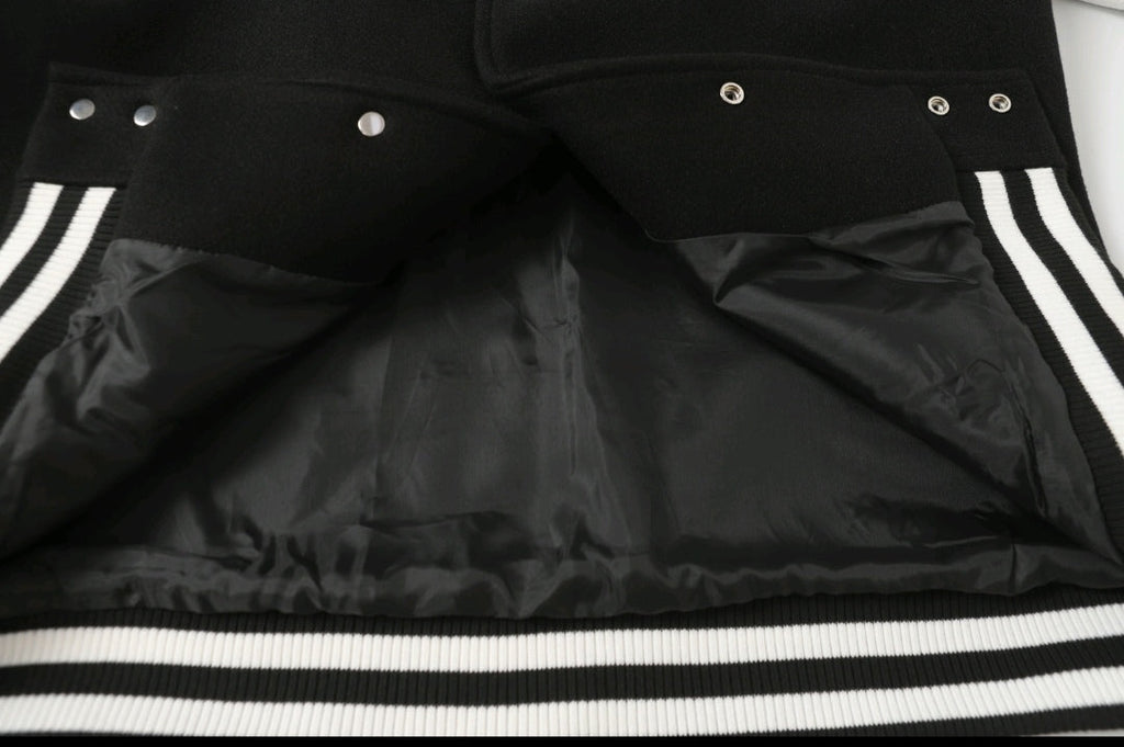 Black White Street Style Baseball Coat 0002